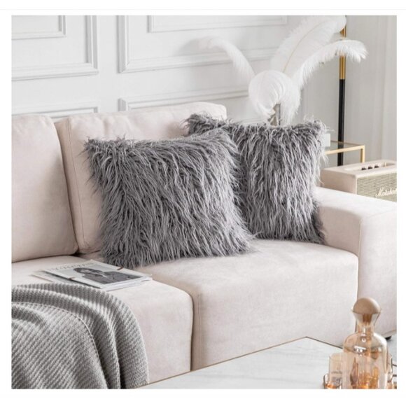 IKEA GREY SHAGGY DECORATIVE PILLOW - Picture 1 of 4